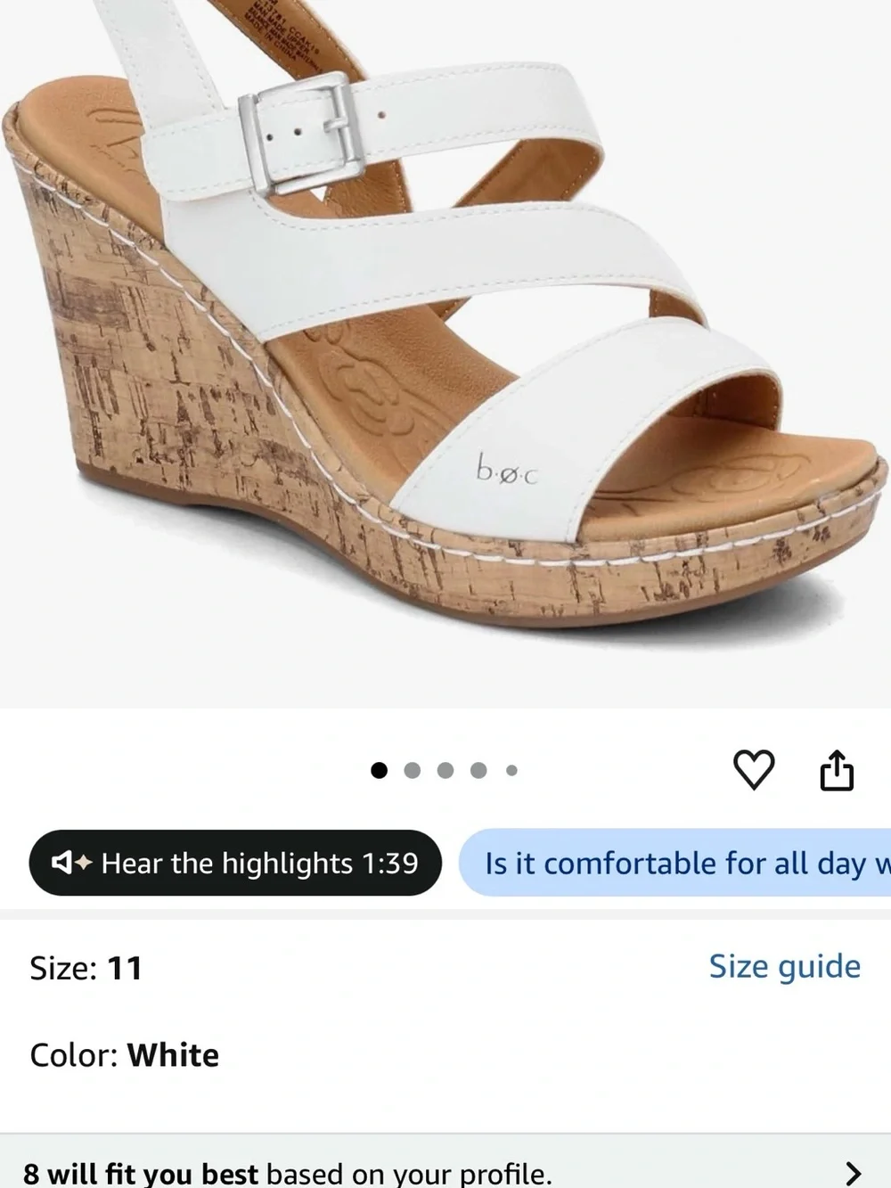 b.o.c. Born Concept Schirra White Wedge Slingback Sandals 10M